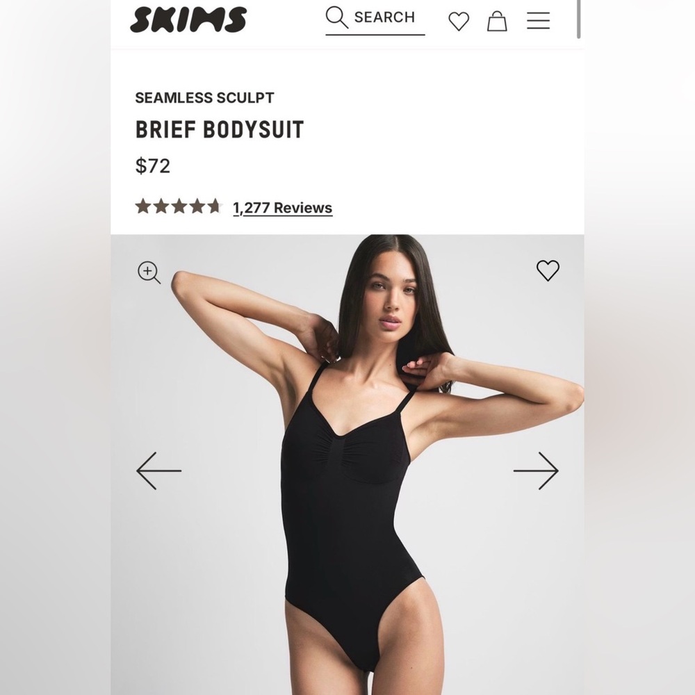 Skims Seamless Sculpt Black Brief Bodysuit